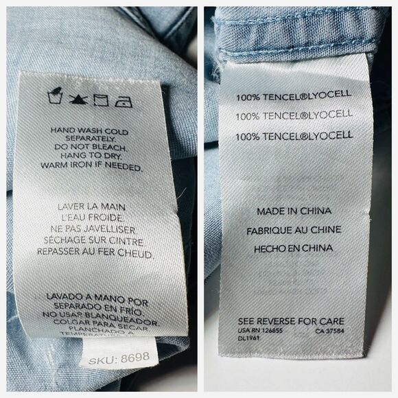 DL1961 TENCEL Light Blue Chambray Button-Down Shirt Women's Size Large RARE D/C - Picture 12 of 13